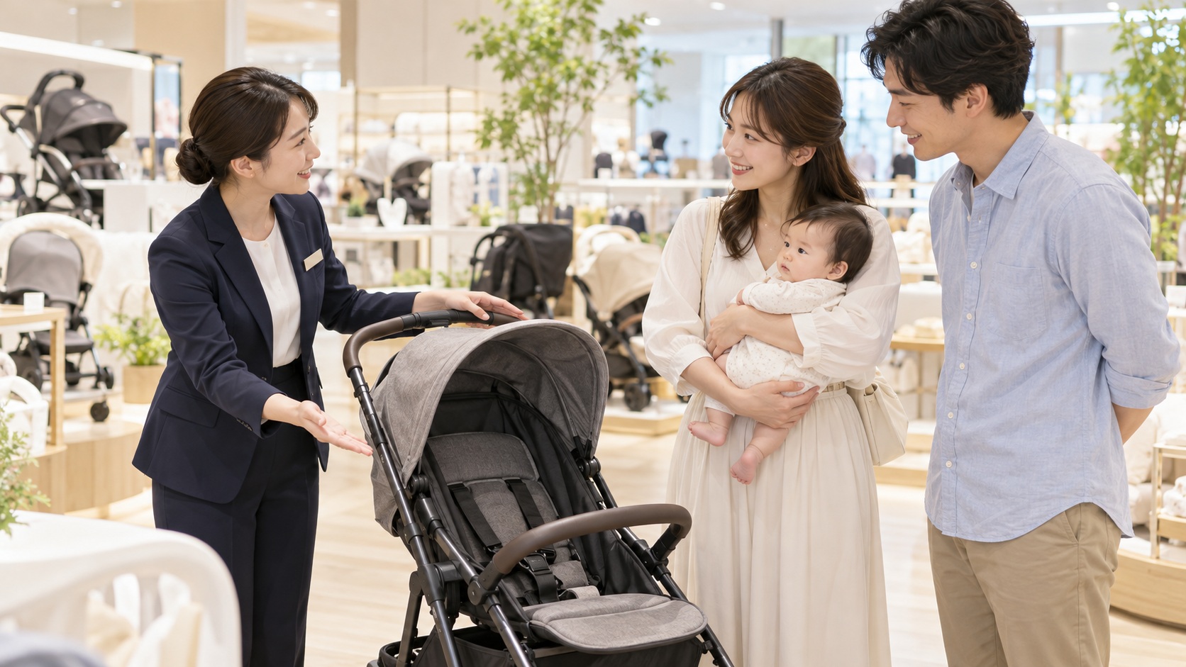 親子にベビーカーを案内する活動イメージ